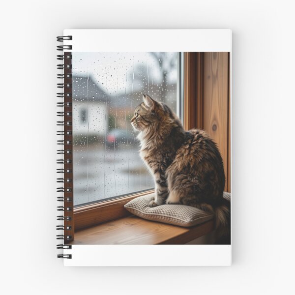 Item preview, Cozy Cat Looking Out Rainy Window Fluffy Tabby designed and sold by Good Day Design.