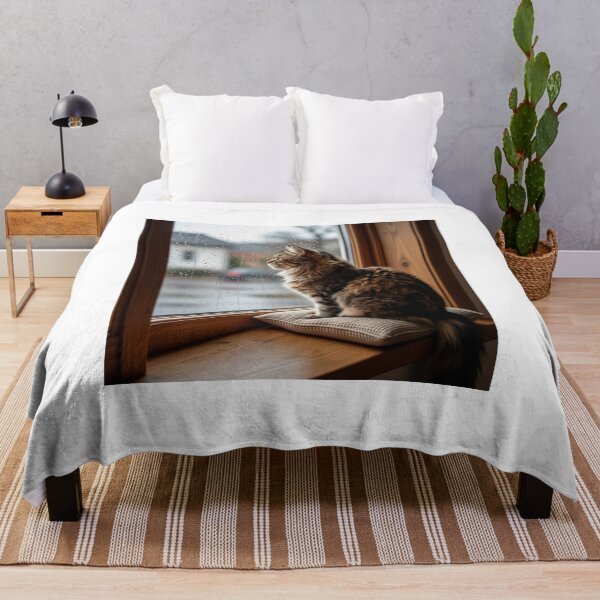 Item preview, Cozy Cat Looking Out Rainy Window Fluffy Tabby designed and sold by Good Day Design.