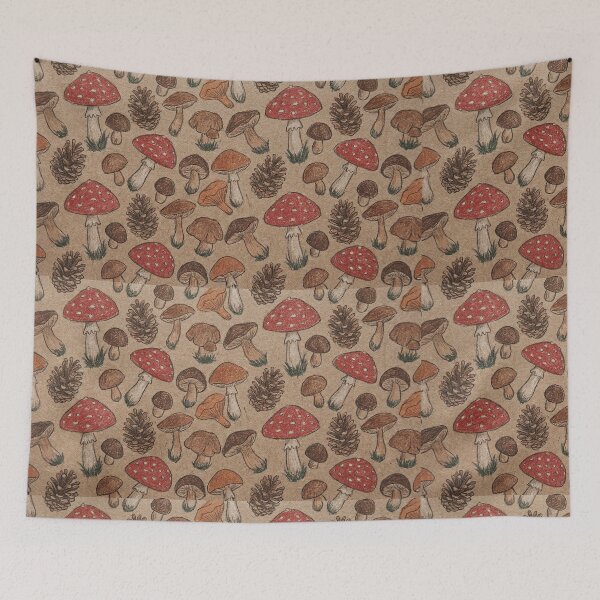 Item preview, Patterned Mushrooms and Pine Cones designed and sold by Vibedessie.