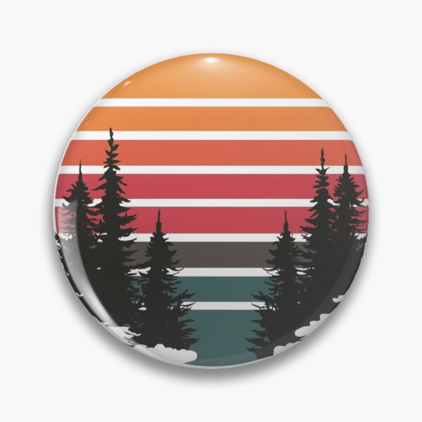 Item preview, Retro Sunset Pine Trees Vintage Nature Landscape T-Shirt Design designed and sold by redblink store.