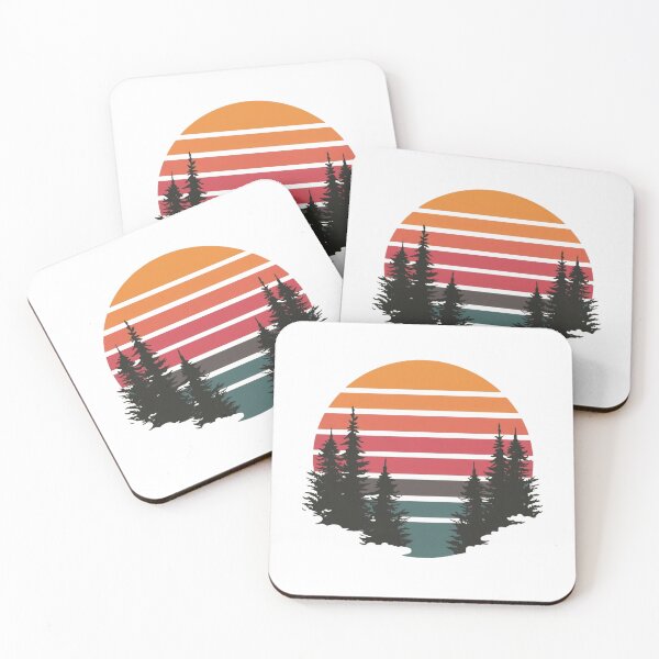 Item preview, Retro Sunset Pine Trees Vintage Nature Landscape T-Shirt Design designed and sold by redblink store.