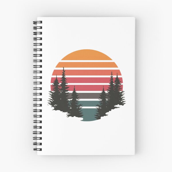 Artikelvorschau, Retro-T-Shirt-Design mit Kiefern im Sonnenuntergang – Vintage-Naturlandschaft entworfen und verkauft von redblink store.