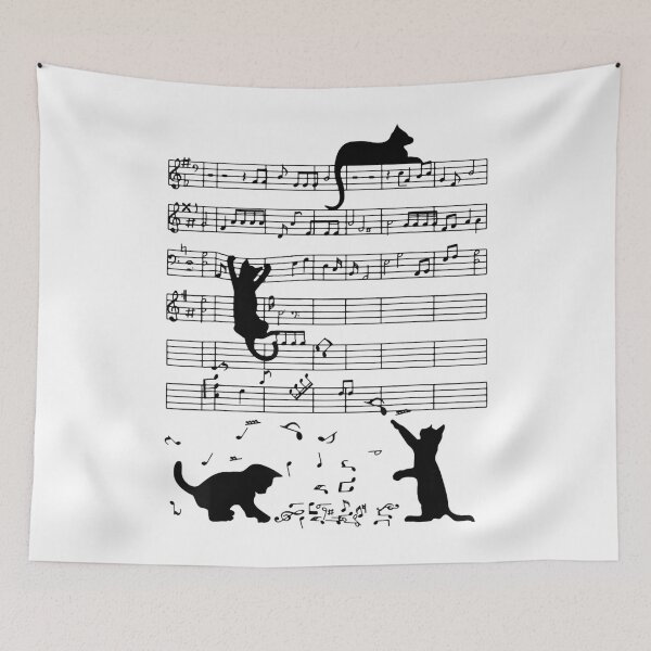 Item preview, black cat climbing playing sheet music note lover cat designed and sold by claudionorsj.