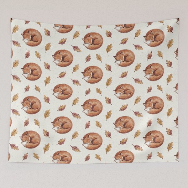 Item preview, Pattern of Sleeping Foxes and Leaves designed and sold by Vibedessie.