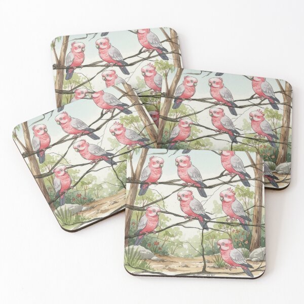 Item preview, Galah Gathering – Australian Native Bird Watercolour Illustration designed and sold by ArtwithKellie.