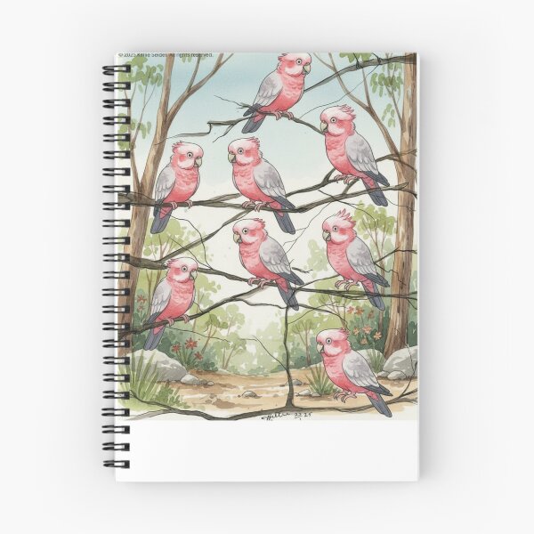 Item preview, Galah Gathering – Australian Native Bird Watercolour Illustration designed and sold by ArtwithKellie.