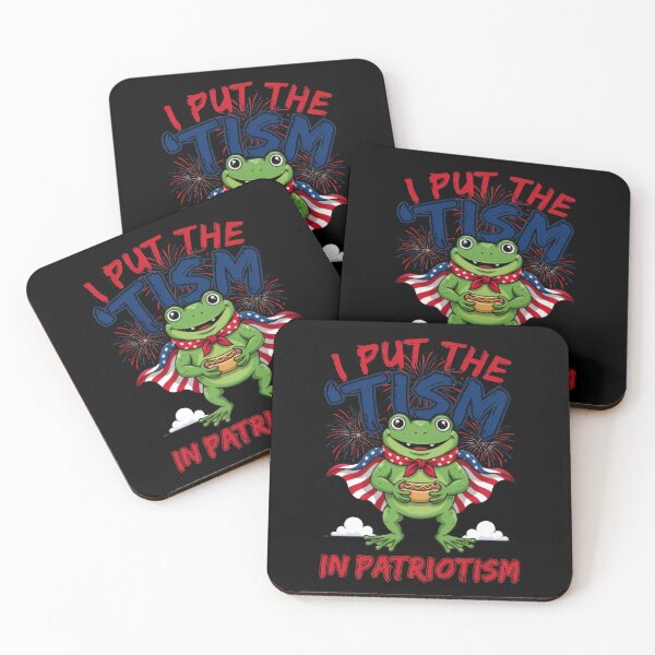 Item preview, I Put the Tism in Patriotism Funny Frog, Patriotic Frog Hot Dog USA Flag Autism Pride designed and sold by Zizo-DR44.