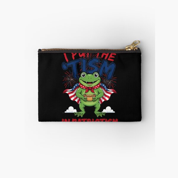 Item preview, I Put the Tism in Patriotism Funny Frog, Patriotic Frog Hot Dog USA Flag Autism Pride designed and sold by Zizo-DR44.