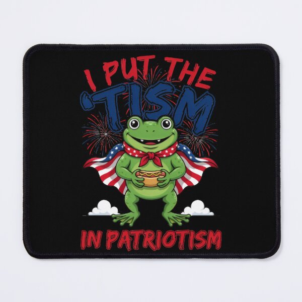 Item preview, I Put the Tism in Patriotism Funny Frog, Patriotic Frog Hot Dog USA Flag Autism Pride designed and sold by Zizo-DR44.