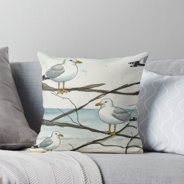 Item preview, Seagulls on the Shore – Coastal Watercolour Bird Illustration designed and sold by ArtwithKellie.