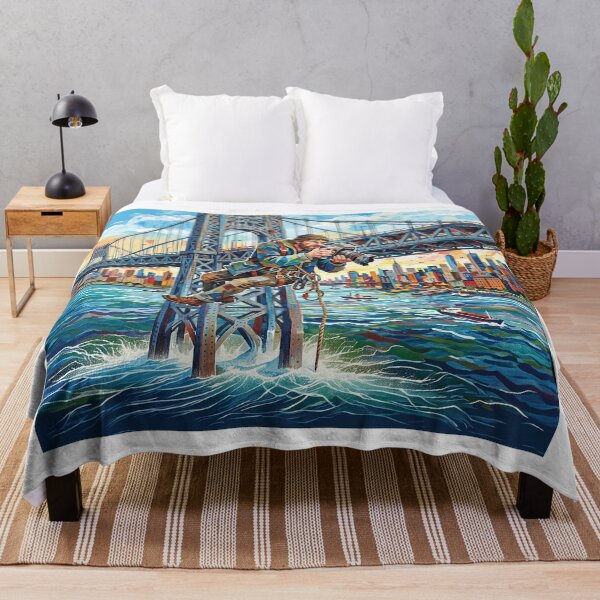 Item preview, Gritty News Photographer Hanging Off A Bridge designed and sold by Home Decor Art.