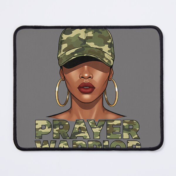 Item preview, Christian Camo Prayer Warrior, Afro Black Woman Faith Art designed and sold by KristineLi.