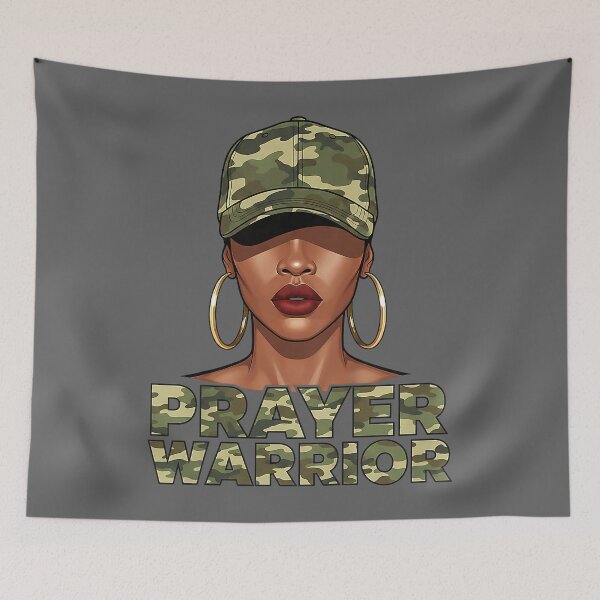 Item preview, Christian Camo Prayer Warrior, Afro Black Woman Faith Art designed and sold by KristineLi.