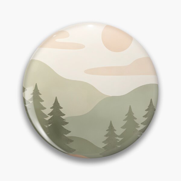 Item preview, Minimalist Pine Forest and Mountain Sun Landscape Art Print designed and sold by SoftSpaceDesign.