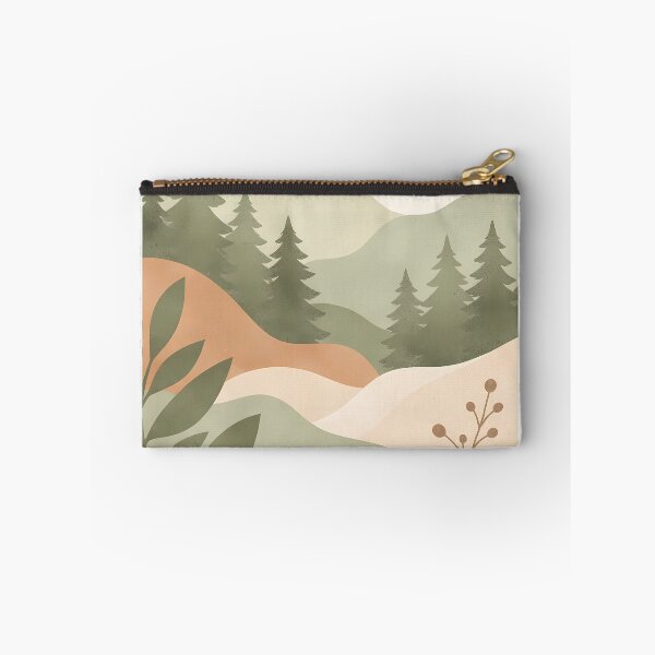 Item preview, Minimalist Pine Forest and Mountain Sun Landscape Art Print designed and sold by SoftSpaceDesign.