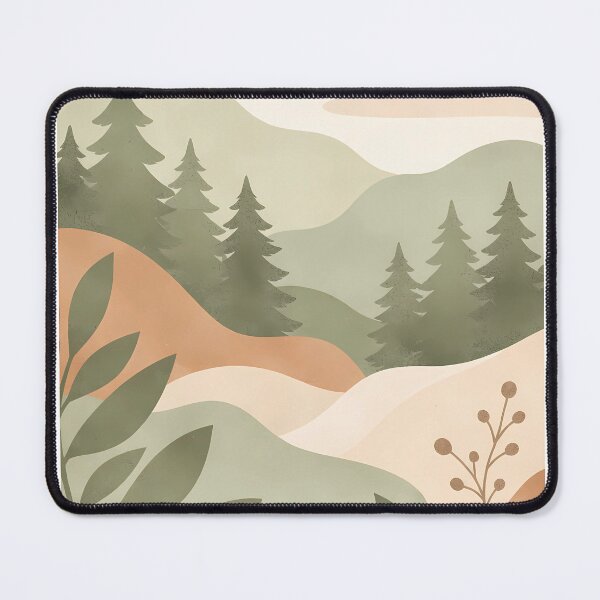 Item preview, Minimalist Pine Forest and Mountain Sun Landscape Art Print designed and sold by SoftSpaceDesign.