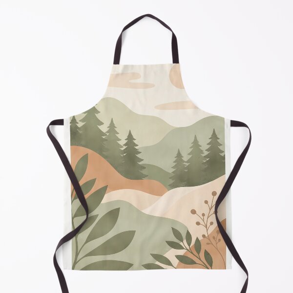 Item preview, Minimalist Pine Forest and Mountain Sun Landscape Art Print designed and sold by SoftSpaceDesign.