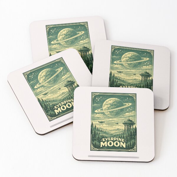 Item preview, Everpine Moon – Vintage Retro Sci-Fi Forest Poster designed and sold by inkoutninja.
