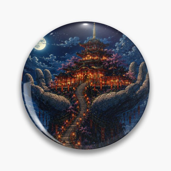 Item preview, The Moon Sanctuary | Japanese Fantasy Shrine | Ukiyo-e Inspired Sacred Night Landscape designed and sold by Substance_life.