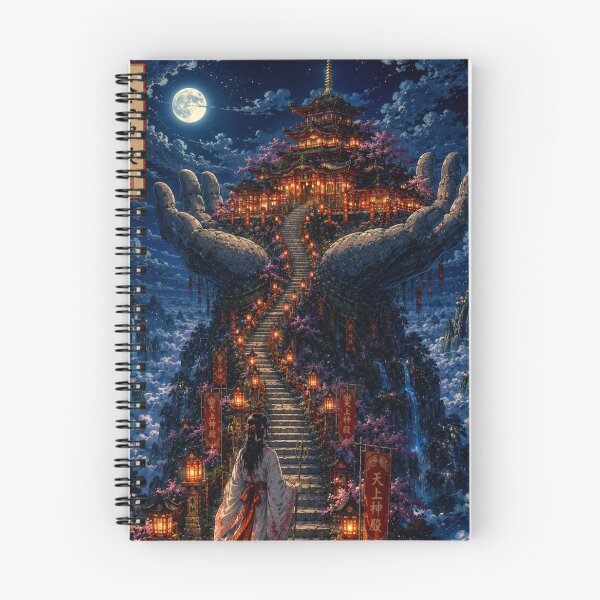 Item preview, The Moon Sanctuary | Japanese Fantasy Shrine | Ukiyo-e Inspired Sacred Night Landscape designed and sold by Substance_life.