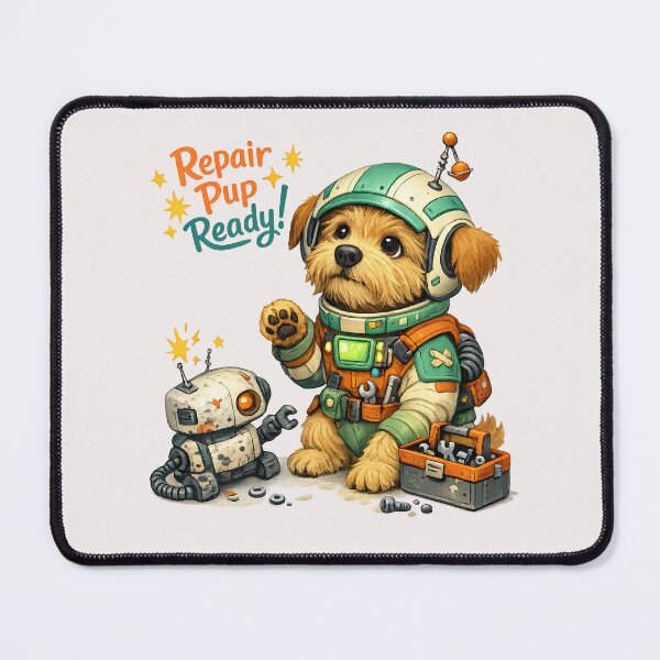 Item preview, Repair Pup Ready – Cute Robot Mechanic Dog designed and sold by inkoutninja.