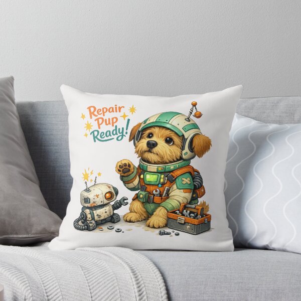 Item preview, Repair Pup Ready – Cute Robot Mechanic Dog designed and sold by inkoutninja.