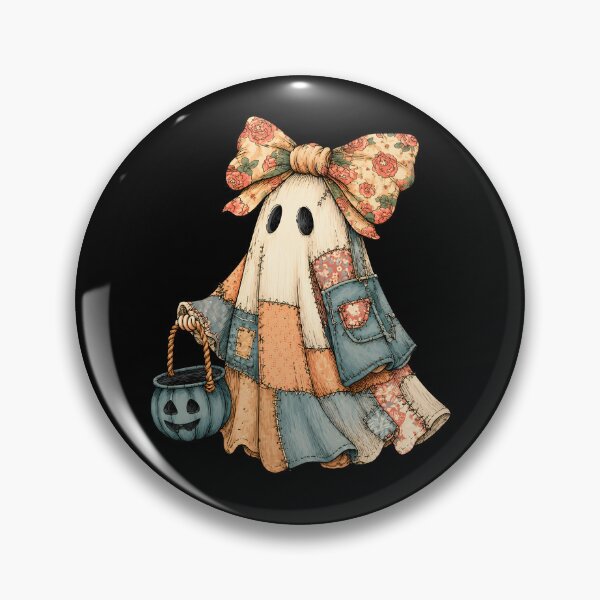 Item preview, Retro Halloween Blue Denim Ghost designed and sold by yobochart.