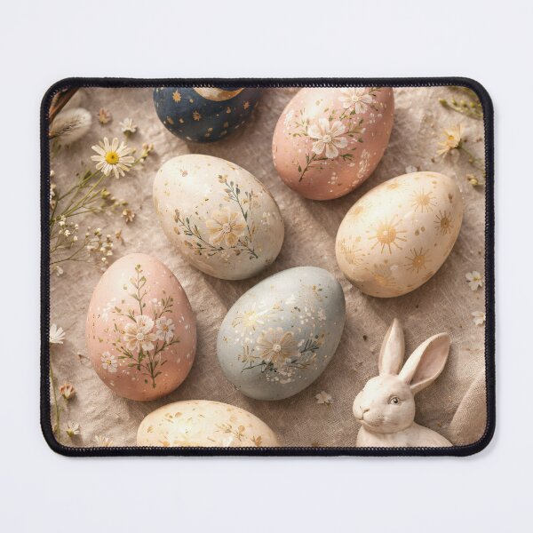 Item preview, Vintage Easter Eggs and Bunny Cottagecore Art Print designed and sold by SoftSpaceDesign.