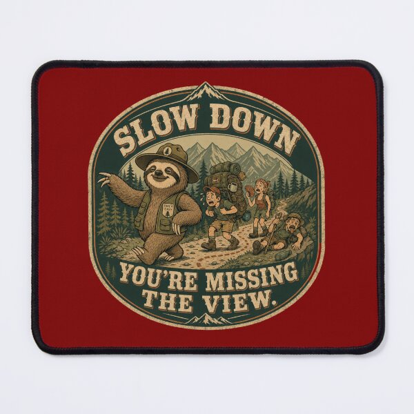 Item preview, Slow Down You're Missing the View Funny Sloth Hiking Retro designed and sold by freshwear design.