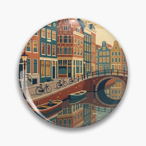 Item preview, Amsterdam Netherlands Vintage Travel Poster designed and sold by Bomax121.