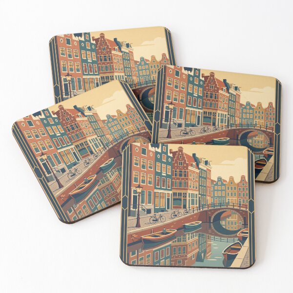 Item preview, Amsterdam Netherlands Vintage Travel Poster designed and sold by Bomax121.