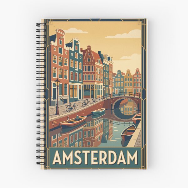 Item preview, Amsterdam Netherlands Vintage Travel Poster designed and sold by Bomax121.