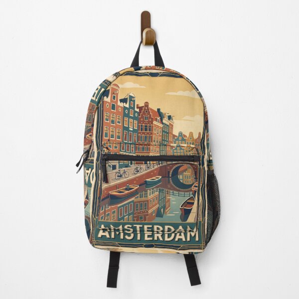 Item preview, Amsterdam Netherlands Vintage Travel Poster designed and sold by Bomax121.