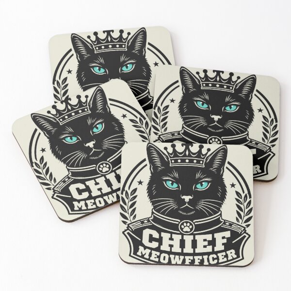 Item preview, Chief Meowfficer Black Cat with Crown & Uniform Funny Gift designed and sold by Feral Feline.