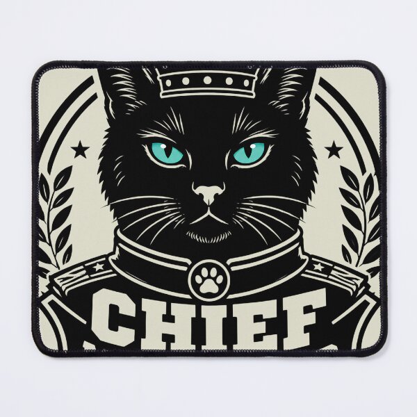 Item preview, Chief Meowfficer Black Cat with Crown & Uniform Funny Gift designed and sold by Retro Rascals Co..