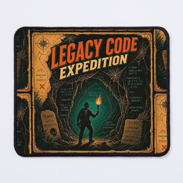 Item preview, Legacy Code Expedition - Funny Developer Adventure Shirt designed and sold by Geek Tracy Shop.