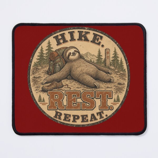 Item preview, Hike. Rest. Repeat. Funny Sloth Hiking Vintage Outdoor designed and sold by freshwear design.