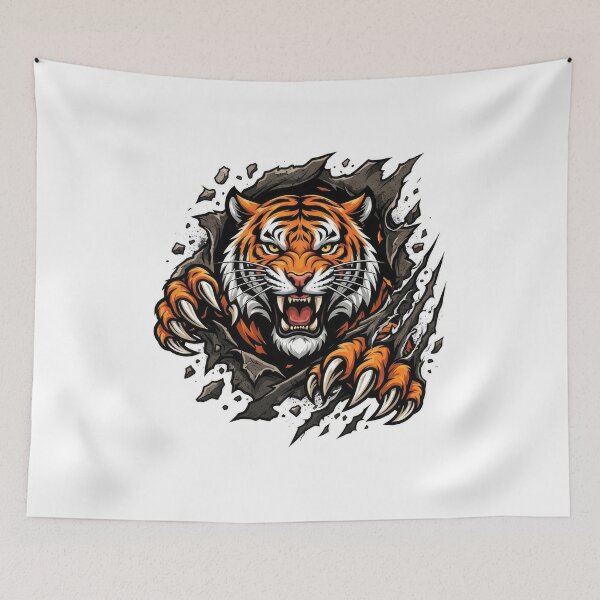 Item preview, Angry Tiger Ripping Out Vector Graphic designed and sold by Rahat3344.