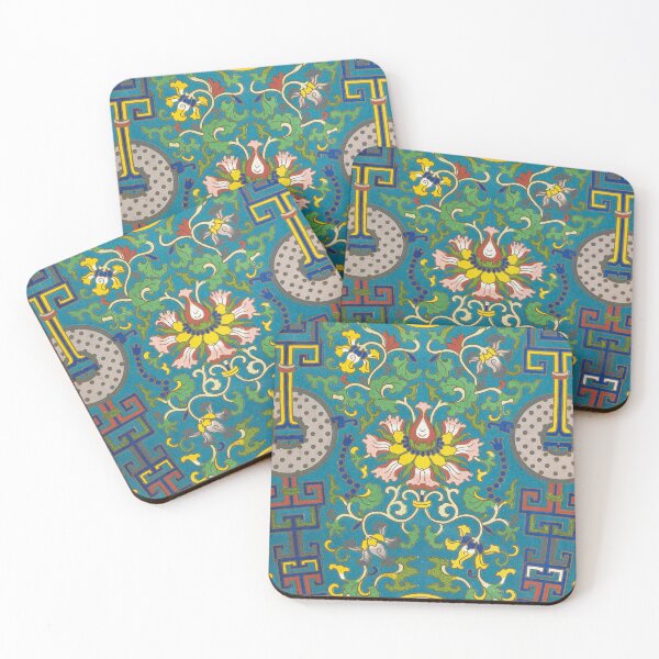 Item preview, Vintage Chinese Geometric Lotus Enamel Pattern designed and sold by The Ravens Ballad.