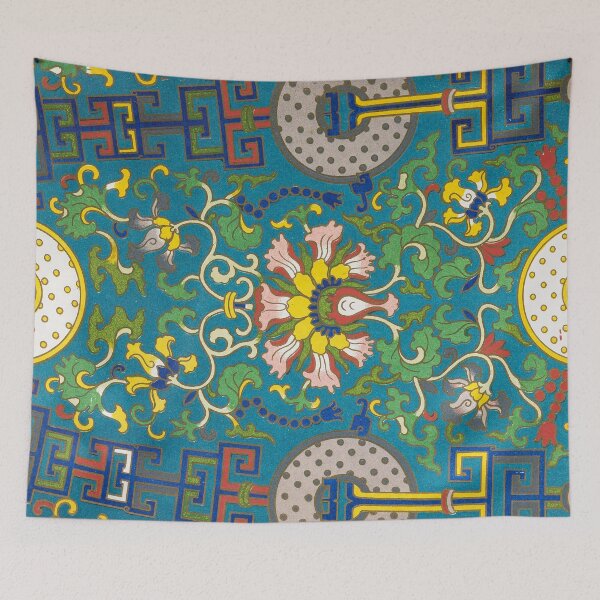 Item preview, Vintage Chinese Geometric Lotus Enamel Pattern designed and sold by The Ravens Ballad.