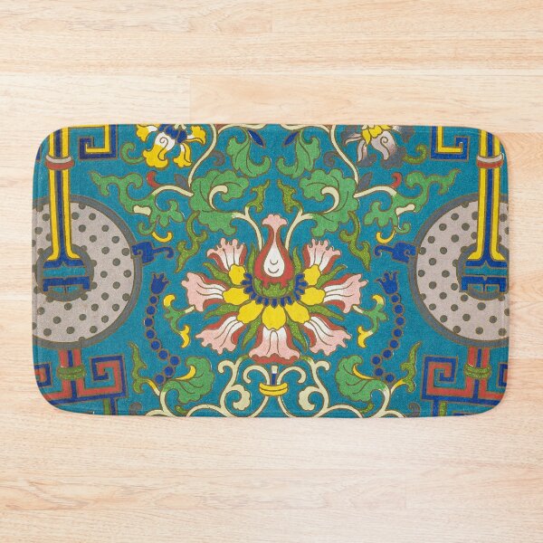 Item preview, Vintage Chinese Geometric Lotus Enamel Pattern designed and sold by The Ravens Ballad.