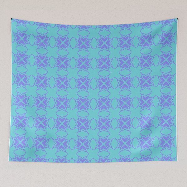 Item preview, Pastel Purple Heart Clover Geometric Pattern on Cyan designed and sold by VOYID ART STUDIO.