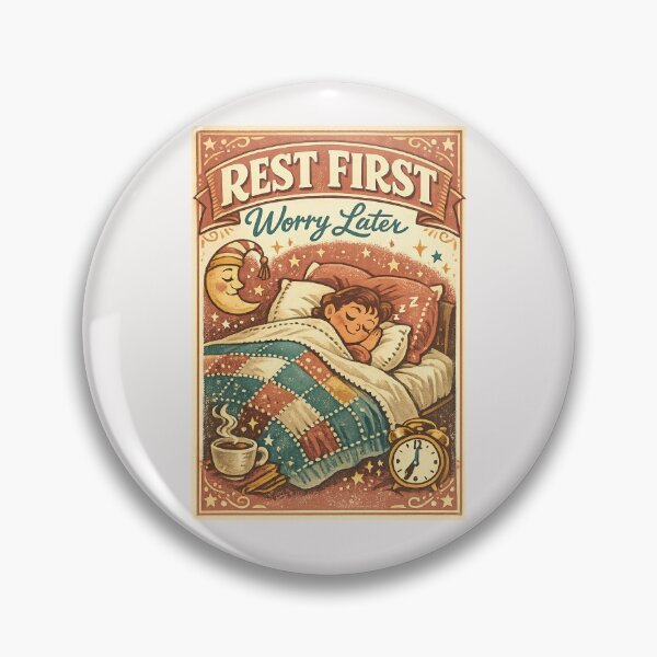 Item preview, Rest First, Worry Later – Cozy Vintage Sleep Quote designed and sold by inkoutninja.
