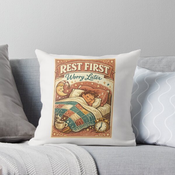 Item preview, Rest First, Worry Later – Cozy Vintage Sleep Quote designed and sold by inkoutninja.