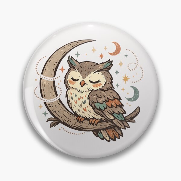 Item preview, Sleeping Owl on Crescent Moon – Cute Celestial Night Art designed and sold by inkoutninja.