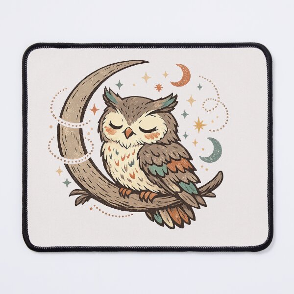 Item preview, Sleeping Owl on Crescent Moon – Cute Celestial Night Art designed and sold by inkoutninja.