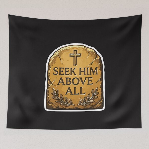 Item preview, Seek Him Above All Christian Faith Cross Scripture Inspirational Design designed and sold by kiralynstration.