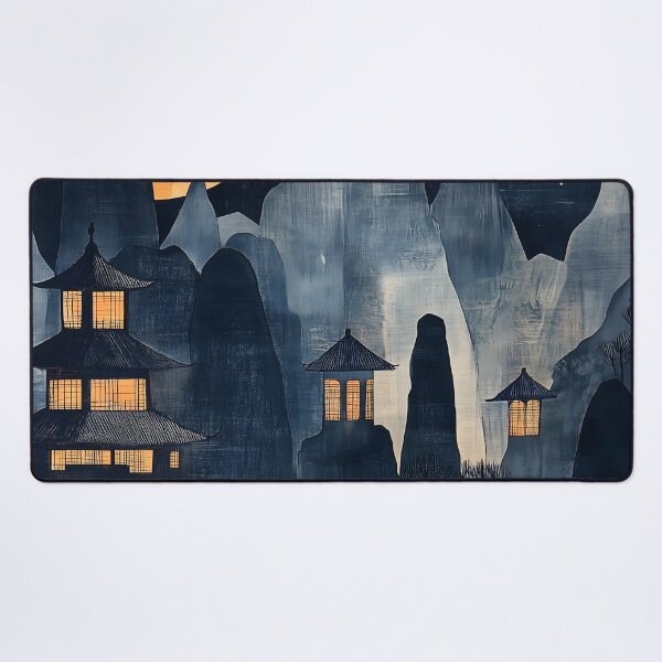 Item preview, Japanese Temple Sakura Lake Moon Reflection designed and sold by mildaclairmo.