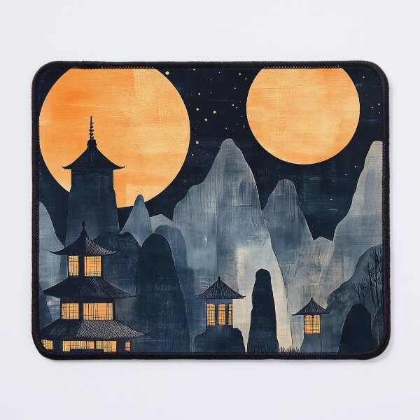 Item preview, Japanese Temple Sakura Lake Moon Reflection designed and sold by mildaclairmo.