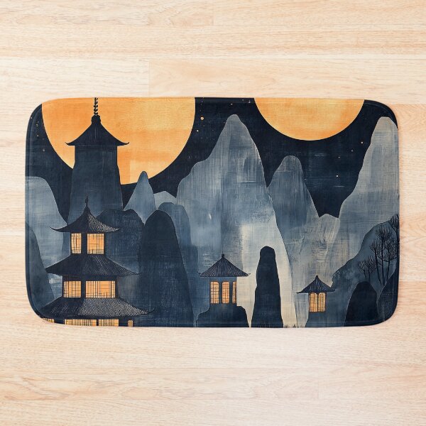 Item preview, Japanese Temple Sakura Lake Moon Reflection designed and sold by mildaclairmo.